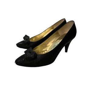 Vintage Bruno Magli Vero Cuoio Black Pointed Toe Slip On Pump Heels Size 8.5B